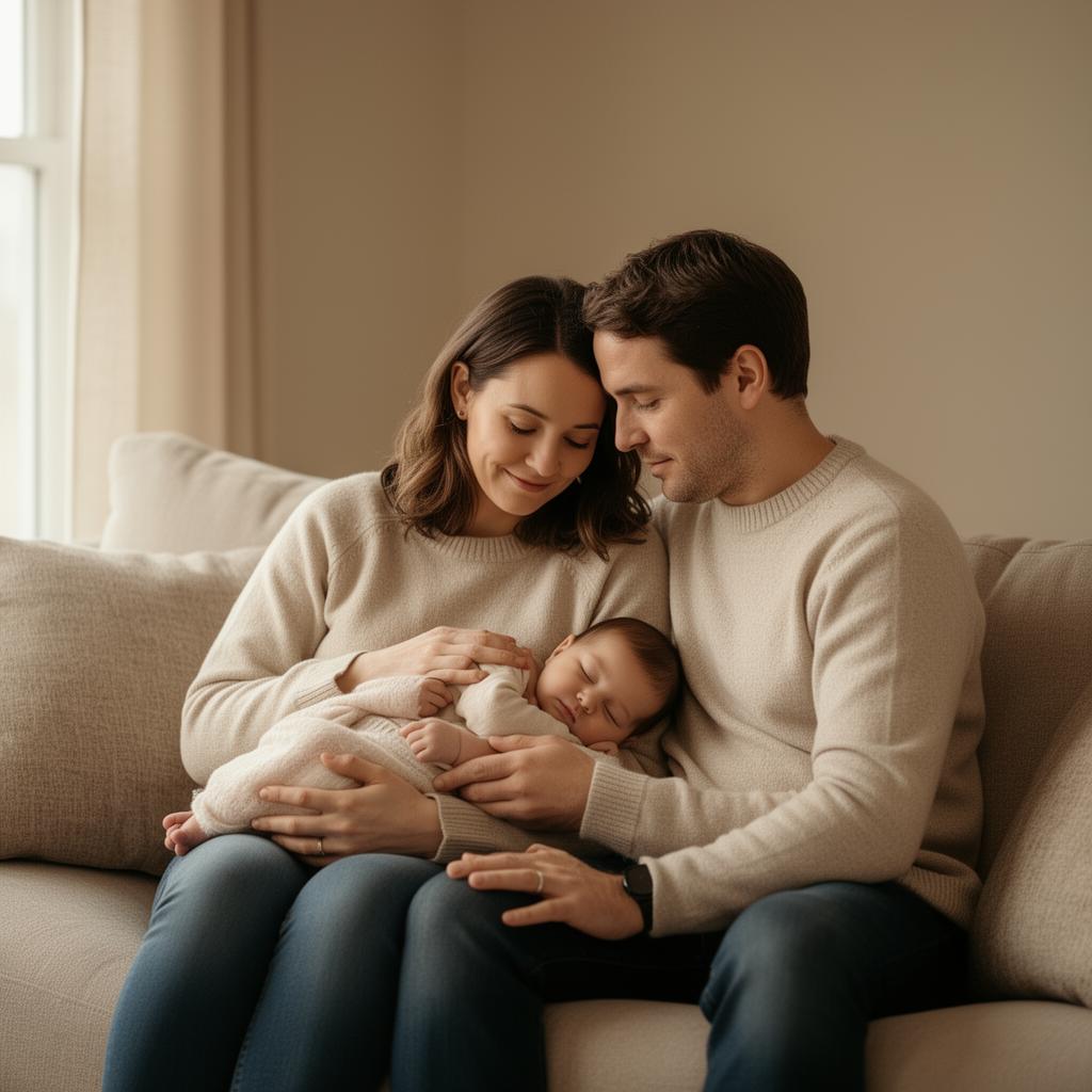 Família acolhedora transmitindo confiança e proximidade